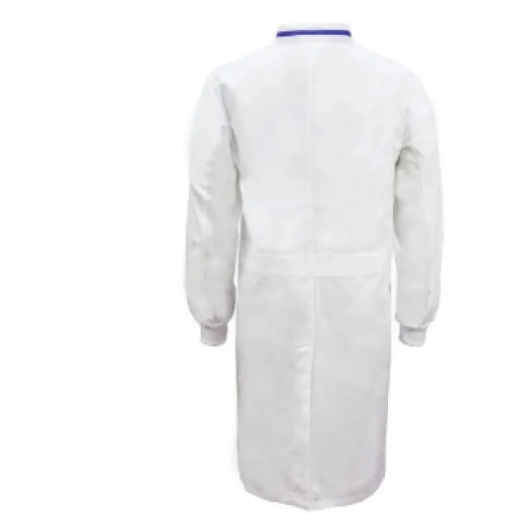 Picture of WorkCraft, Food Industry Long Length Dustcoat with Mandarin Collar, Contrast Trims on Chest, Long Sleeve